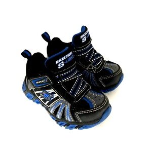 Skechers Baby Sneakers Shoes Size 6 Boys Light Up Children Kids Blue Black